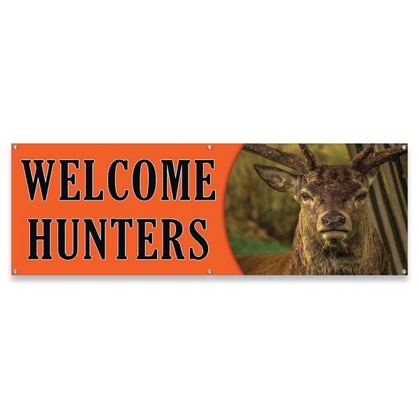 Welcome Hunters Banner Concession Stand Food Truck Single Sided